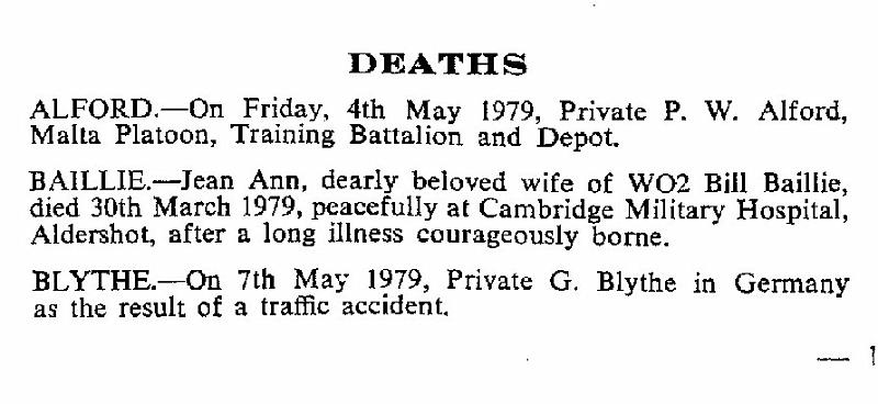 BB016g2.jpg - Gary Blythe * 31 December 1959 - † 7 May 1979 Obituary-Notice extracted from RAOC Gazette Entry 197907-040  Any details, memories or photographs that you may have would be most welcome.