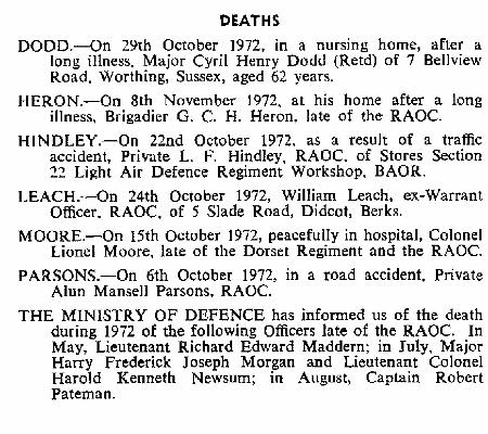 BP006g2.jpg - Alun Mansell Parsons An Obituary-notice extracted from RAOC Gazette Entry 197212-228  Any details, memories or photographs that you may have would be most welcome.