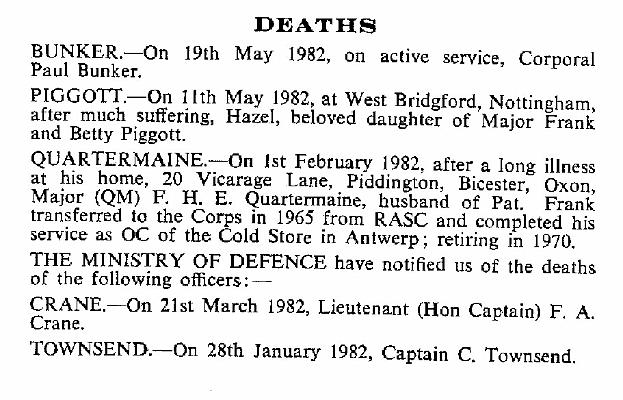 BB003g1.jpg - Paul Bunker * 25th. January 1954 - †19th. May 1982 Obituary Notice, extracted from the RAOC Corps Gazette, entry 198207-056  Any details, memories or photographs that you may have would be most welcome.