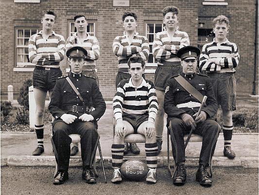 SPRG0002.jpg - Gordon Brocklebank * 1942 - †21st. March 2011  The photo is an extract taken from the SPORTS/Rugby Album (SPRG002) of our photo-gallery Gordon (who was a top class player) is seated in the centre of the front row.  Gordon was Captain of the RAOC Jnr Ldrs Rugby XV He was selected at the age of 17 to play for the Corps & Aldershot Services Rugby Teams.  Click here for a RAOC Gazette page that makes comment on Gordon's Rugby achievements.  Any details, memories or photographs that you may have would be most welcome.