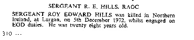 BH011p1.jpg - Roy Edward Hills  Another extract from the RAOC Corps Gazette, entry 197301-267  Any details, memories or photographs that you may have would be most welcome.