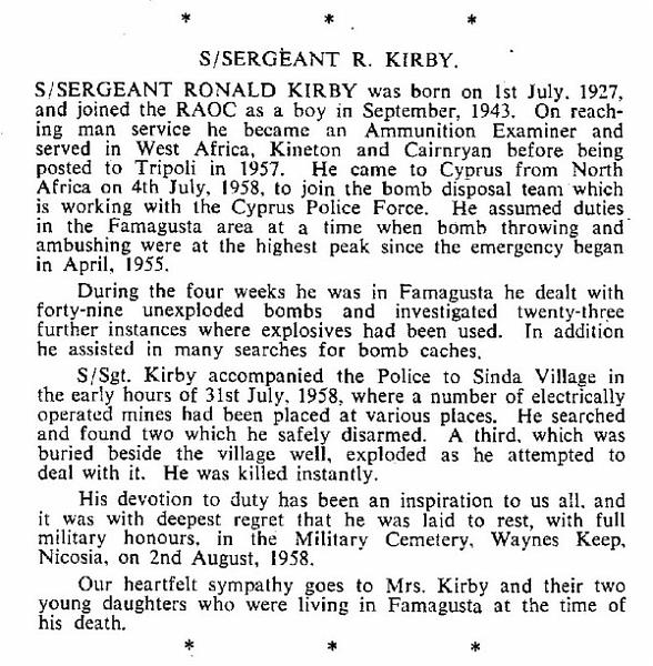 BK001p2.jpg - 10596446 S/Sgt Ronald "Rip" KIRBY Obituary extracted from RAOC Gazette Entry 195810-156  Any details, memories or photographs that you may have would be most welcome. 