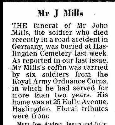 BM016_5.jpg - John Leslie MILLS * 1961 - †11 March 1981 Extracted from a local Newspaper. See more on the next page...  Any details, memories or photographs that you may have would be most welcome.