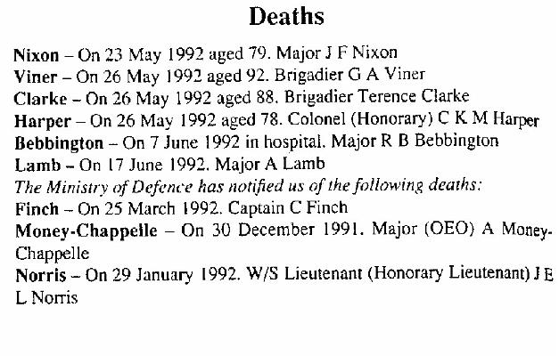 BN002g2.jpg - John Frederick Nixon (MBE) * 25 Dec 1922 - † 23 May 1992 Excerpt of RAOC Gazette Entry 199208-116  Any details, memories or photographs that you may have would be most welcome.