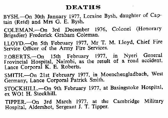 BR003g2.jpg - Kevin E. Roberts * 29 March 1956 - † 27 February 1977 Obituary-Notice extracted from RAOC Gazette Entry 197704-339  Any details, memories or photographs that you may have would be most welcome.