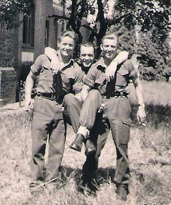 BS010P3.jpg - Douglas John SIMPSON * 22 February 1939 - †10 February 1982  The photo is taken from the 1955-57 Album (55570115) of our photo-gallery It shows Terry Cook, Peter Roberts and Doug.  Any details, memories or photographs that you may have would be most welcome.