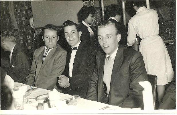 BS010P4.jpg - Douglas John SIMPSON * 22 February 1939 - †10 February 1982  Around 1961 in Hong Kong, Terry Cook is on the left of Dave Lewis (with the dickie bow) and Doug on the right.  Any details, memories or photographs that you may have would be most welcome.