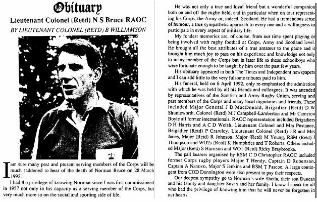 PB002g1.jpg - Lt. Col. Norman Bruce * 28 June 1932 - † 28th. March 1992 Excerpt of RAOC Gazette Entry 199206-004  Any details, memories or photographs that you may have would be most welcome.